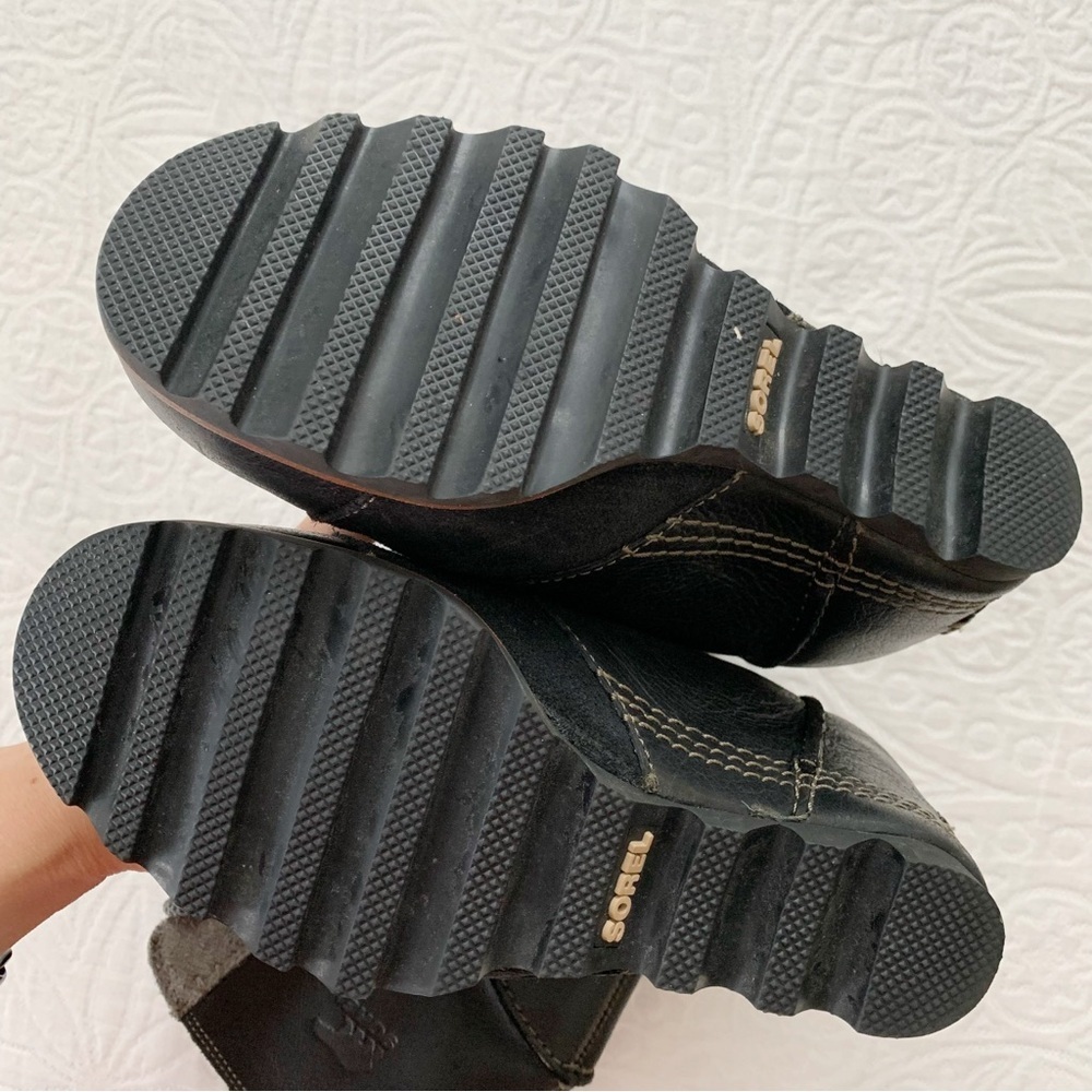 RARE🔥 Sorel Cate the Great‎ Wedge Lace-Up Leather Boots, Black - Picture 9 of 12